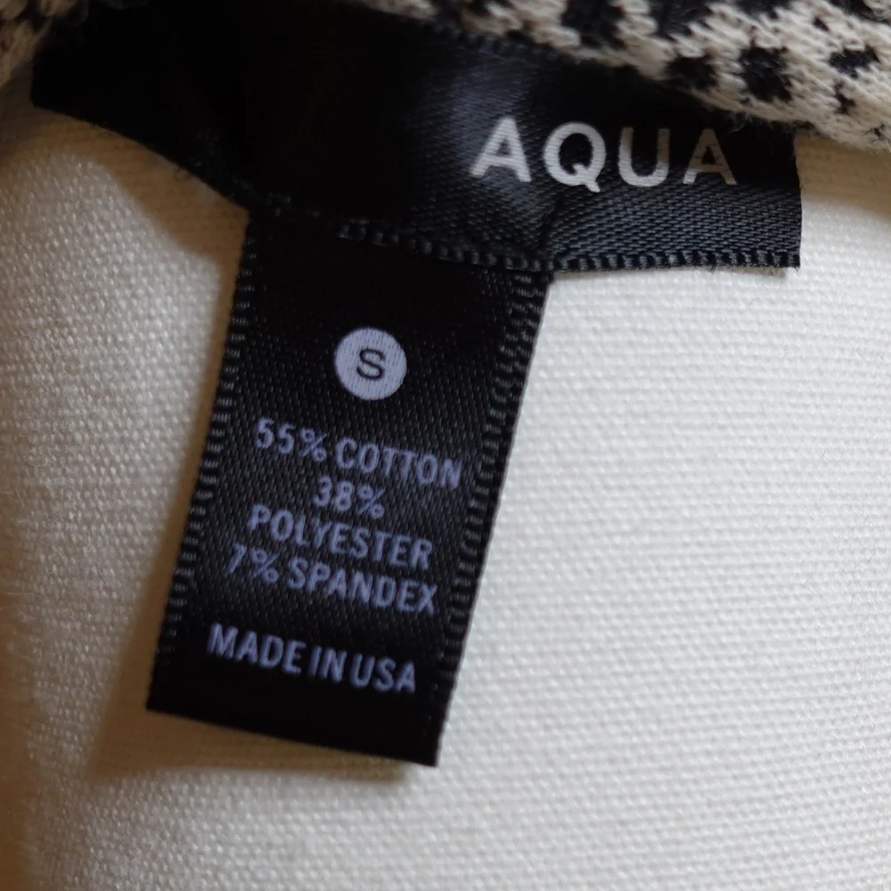 Bloomingdale's Aqua Sleeveless Black/Cream Print  Dress - Picture 7 of 8